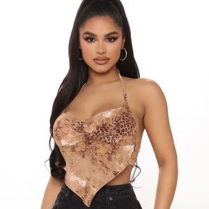 Fashion Nova Brown/combo Crop Top